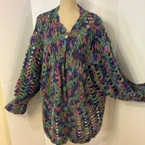 Vintage knit langenlook multi colored knit cardigan